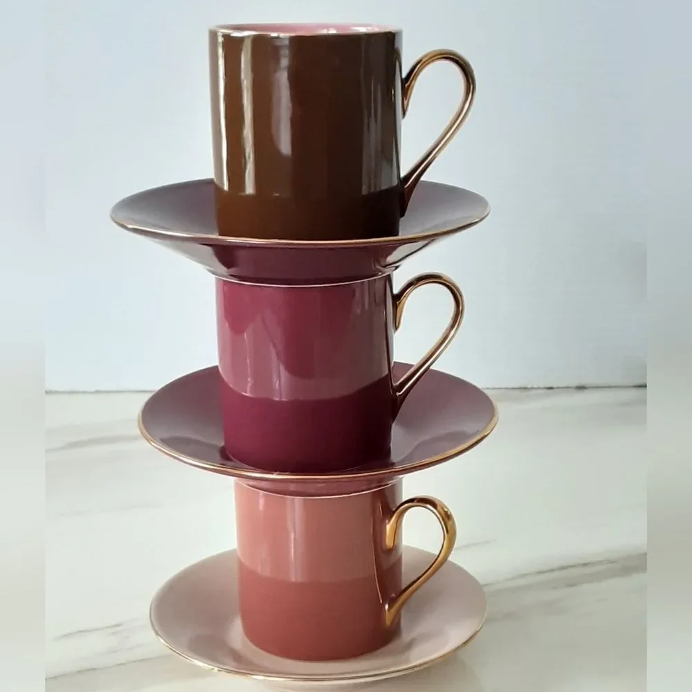 Classic Coffee & Tea Cups and Saucers Set of 3